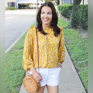 Anthropologie Women’s Maeve Letizia Ruffled Blouse Balloon Sleeves (XS)